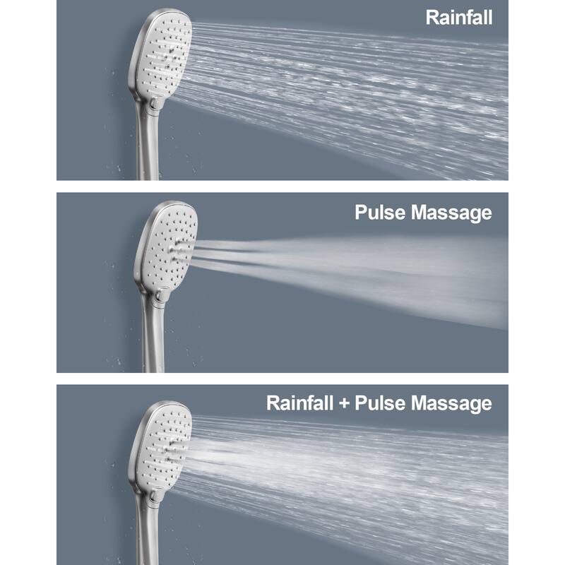 GRANDJOY Shower System 10inch Wall Mount Rainfall Shower Head and Handheld Shower Spray Multifunction