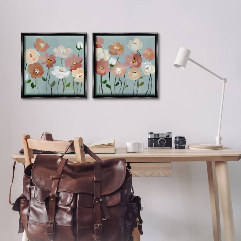 Stupell Budding Boho Blooms Framed Floater Canvas Wall Art Design By Charity Henderson (Set of 2)