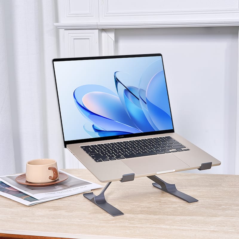 Adjustable Aluminum Laptop Stand Laptop Cart With Stable X-Frame For Home/Office Desk - Silver - Aluminum - Handmade