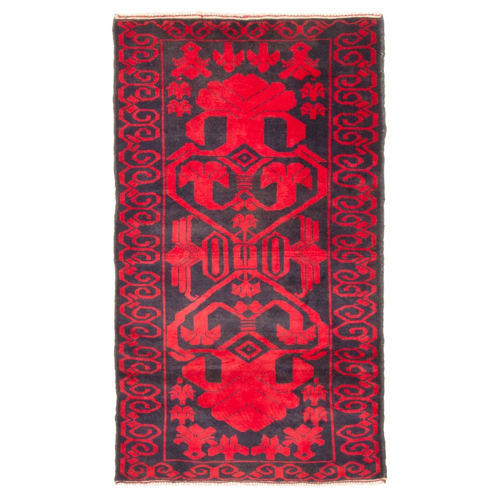 ECARPETGALLERY Hand-knotted Teimani Red Wool Rug - 2'9 x 5'1
