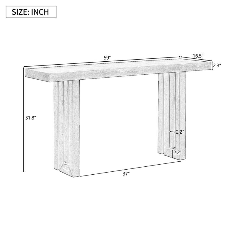 Uniquely Designed Oak Veneer Console Table w/Distinctive Side Shapes