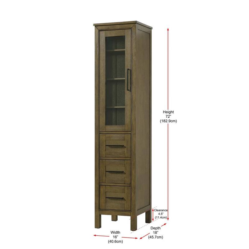 Winslow 16-28 Inch Bath Storage Glass Cabinet