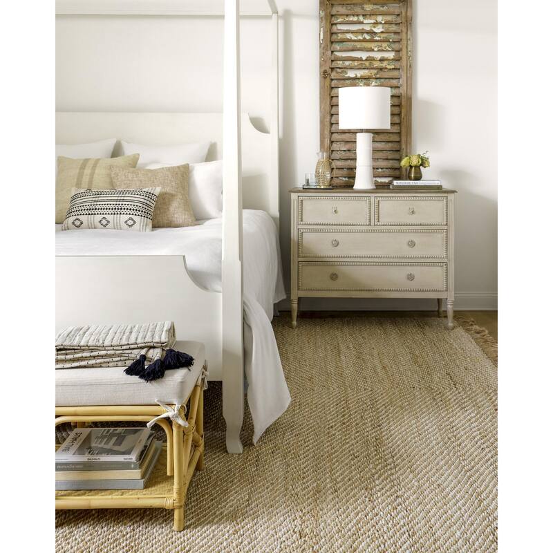 Becki Owens x Livabliss Kamey Farmhouse Fringe Area Rug - Tan/Striped - 2' x 3'