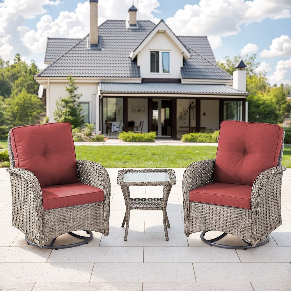 Gymojoy Patio Furniture Set Outdoor Wicker Swivel Glider Chairs Set