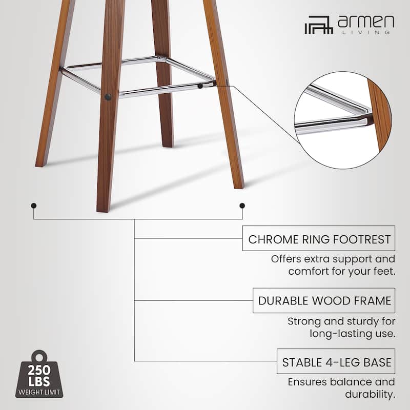 Tyler Mid-Century Swivel Bar Stool, Upholstered Counter Height Chair with Bentwood Legs