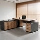preview thumbnail 2 of 13, 86" L Shaped Executive Office Computer Desk with Outlets lateral File Cabinet Drawers