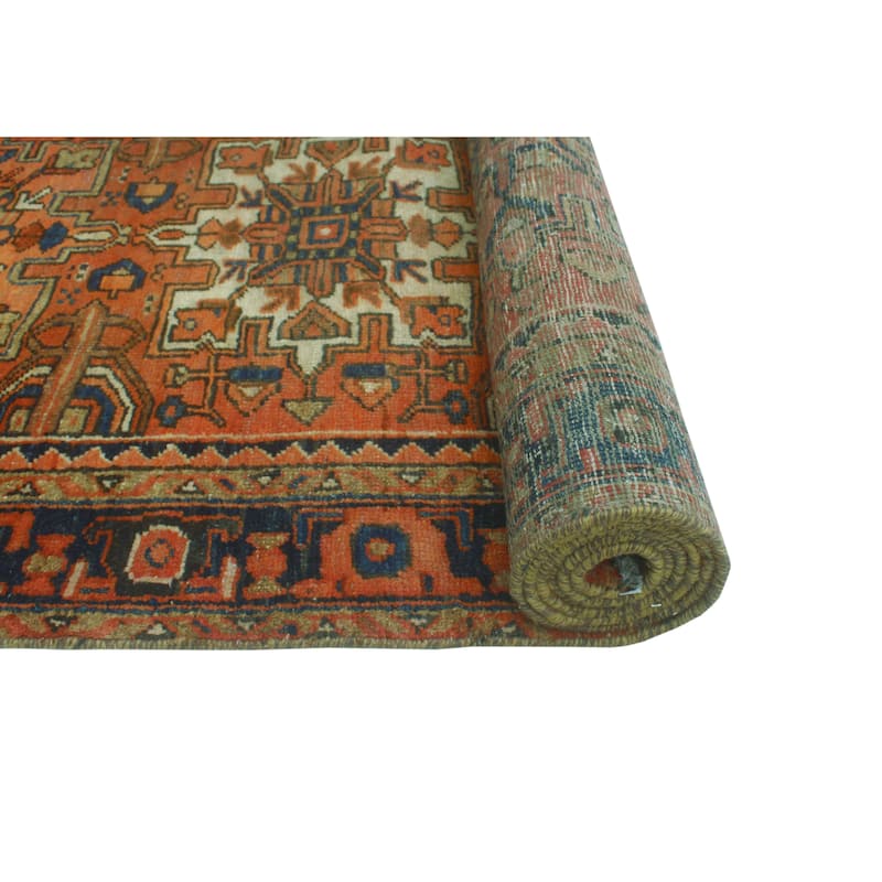 Fine Vintage Distressed Farid Al Orange/Navy Runner - 3'2" x 11'0"