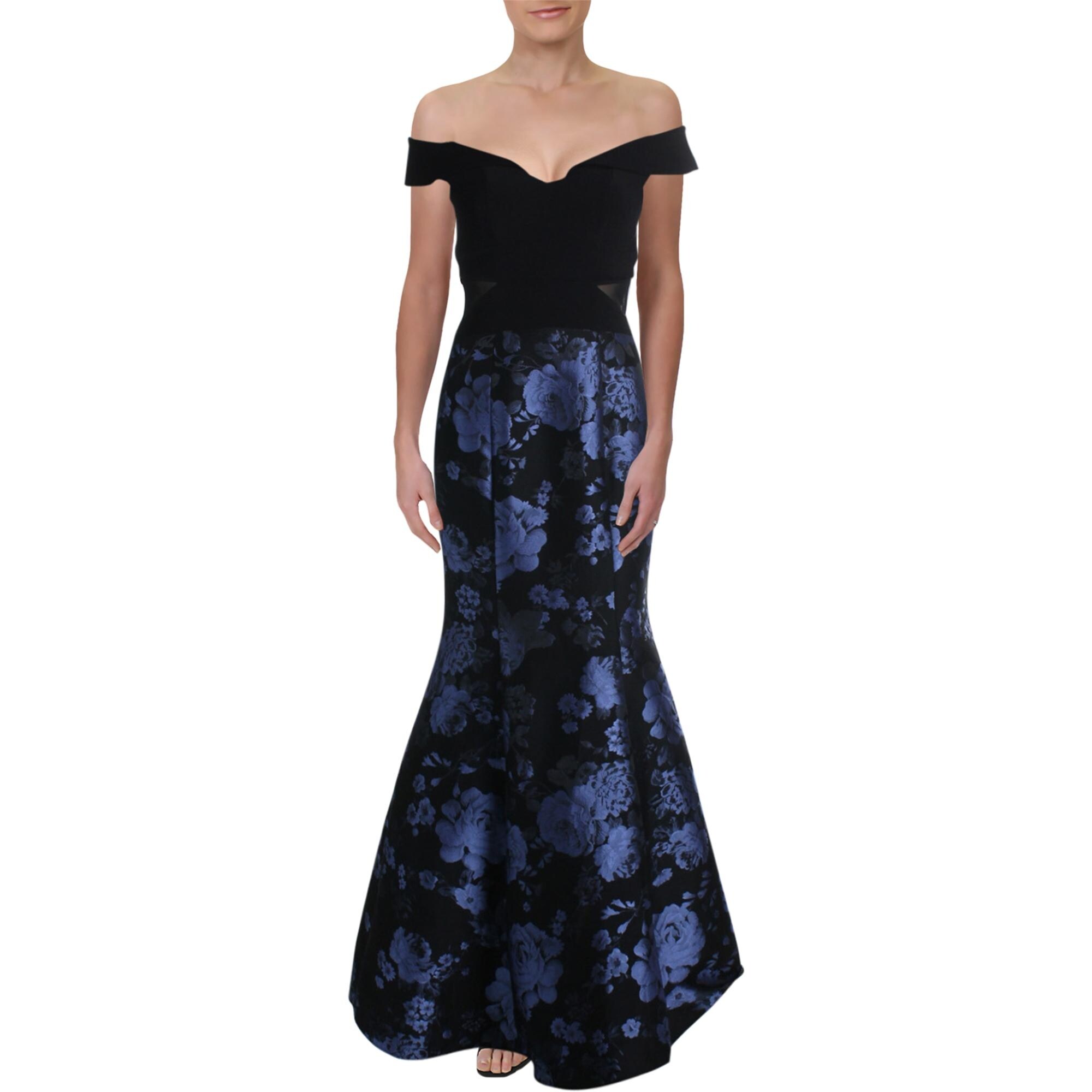 Details about / X by Xscape Womens Navy Chiffon Illusion Cut-Out Maxi Dress Petites 4P BHFO 6053
