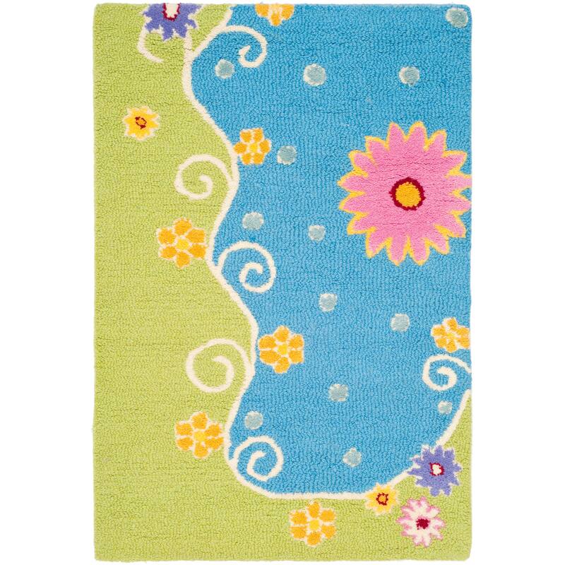 SAFAVIEH Handmade Kids Eriola Wool Rug - 2' x 3' - Blue/Green - Rectangle