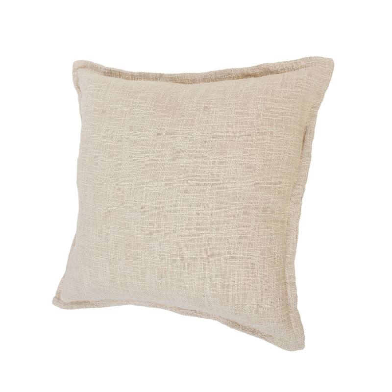 20" Beige Solid Square Throw Pillow