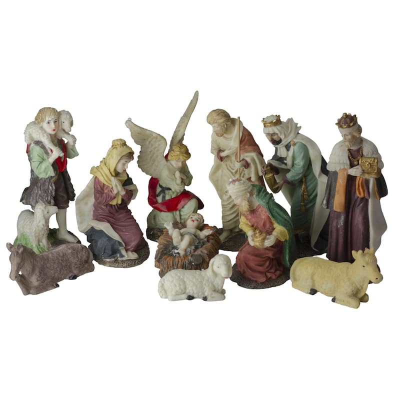 Set of 11 Christmas Nativity Resin Figurines 8"