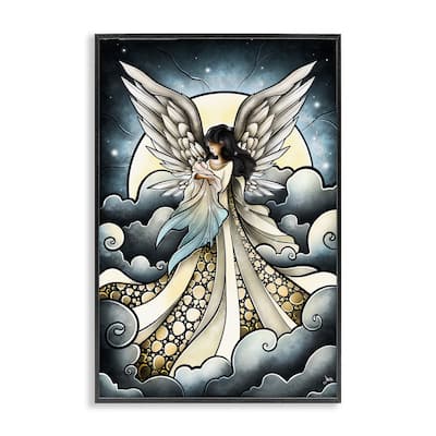 Stupell Classic Angel & Baby in Clouds Framed Giclee Art Design By Mandie Manzano