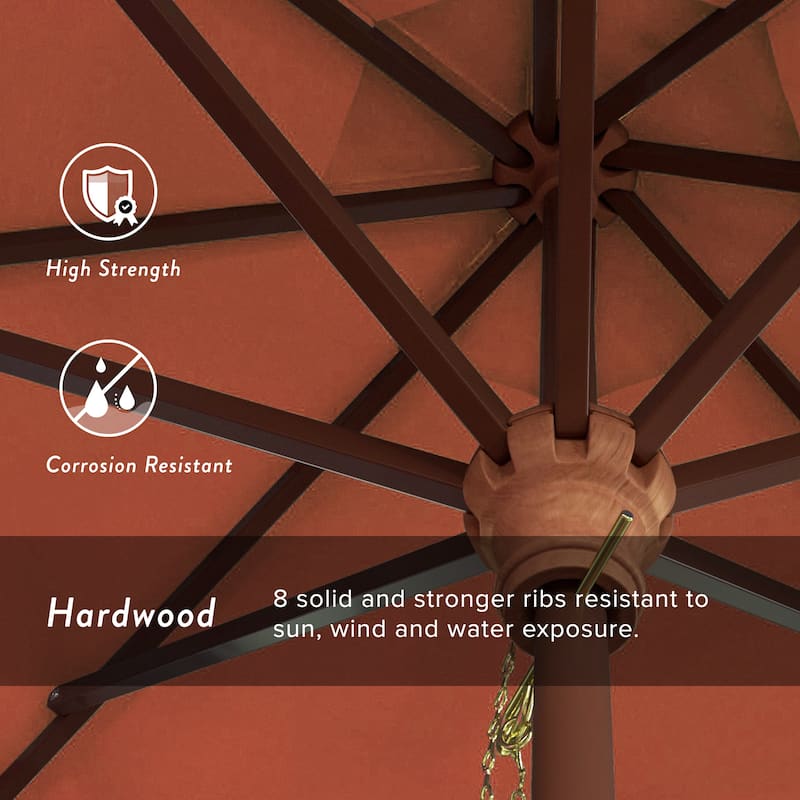 California Umbrella 9-ft. Round Marenti Wood-framed Olefin Patio Umbrella (No Base)