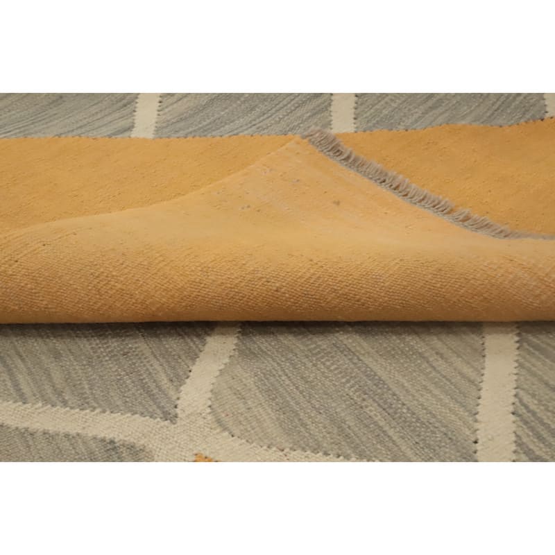 Hand Woven Oriental 100% Wool Carpet Southwestern All-Over Greys & Charcoal Kilim Area Rug - 9' 7'' X 8' 1''