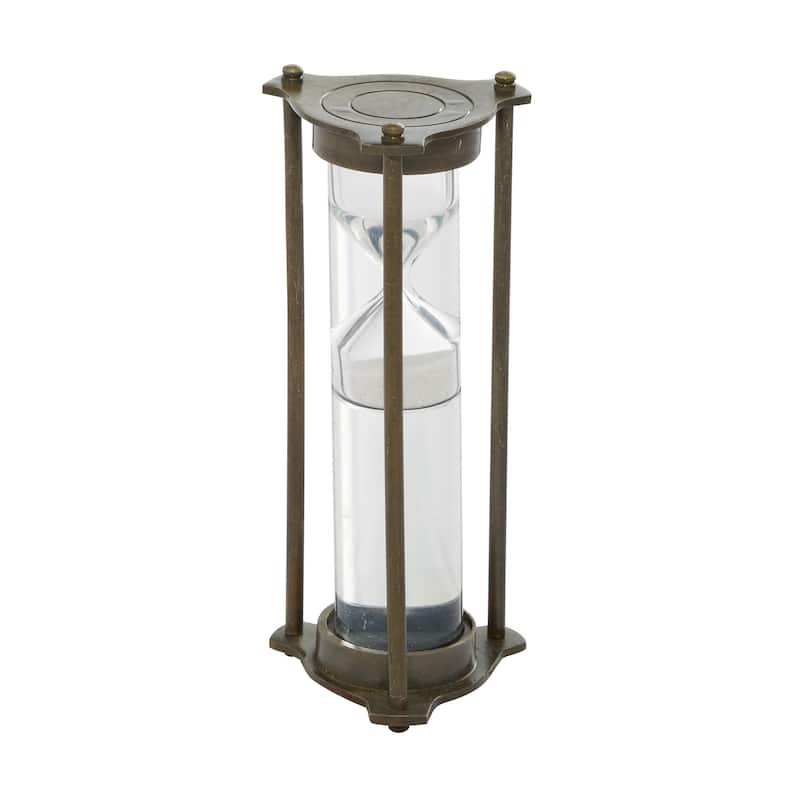 Brown or Silver Aluminum Metal Hourglass Timer with Water Tube