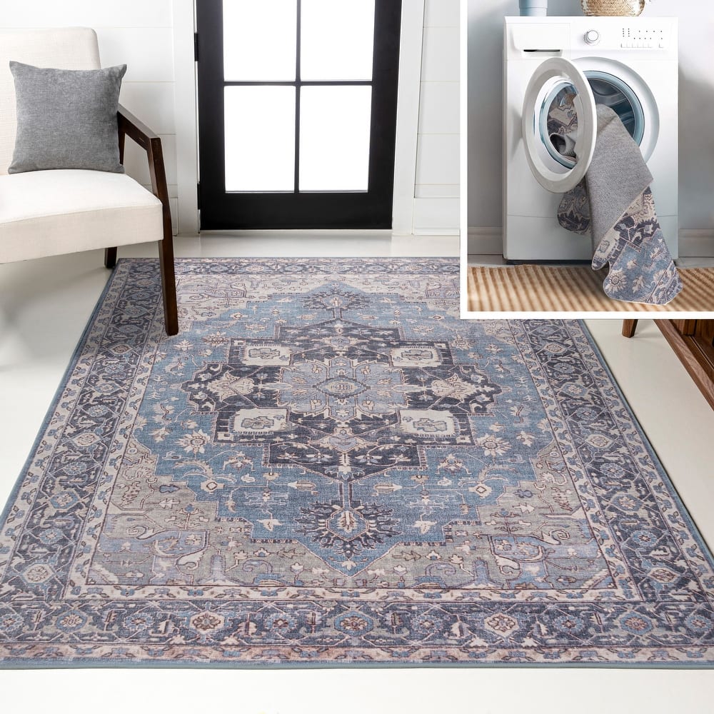 JONATHAN Y Marrakesh Ornate Medallion Machine Washable Area Rug