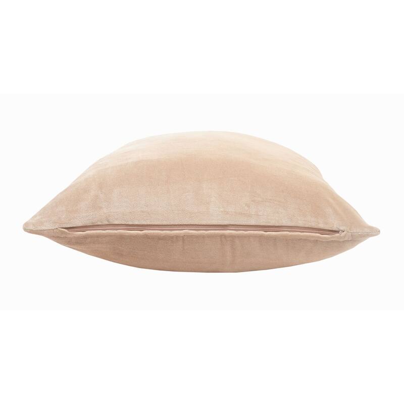 20" Taupe Solid Velveteen Square Throw Pillow