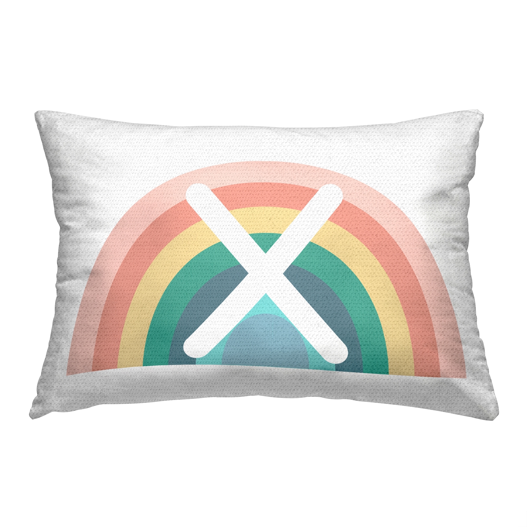 Stupell Rainbow Initial Printed Outdoor Throw Pillow Design by Daphne Polselli