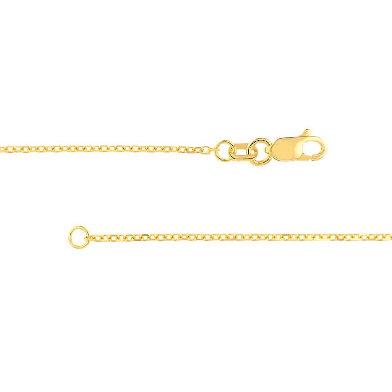 Curata 14k Yellow Gold 1.15mm Open Diamond Cut Cable Chain Necklace (Lobster)