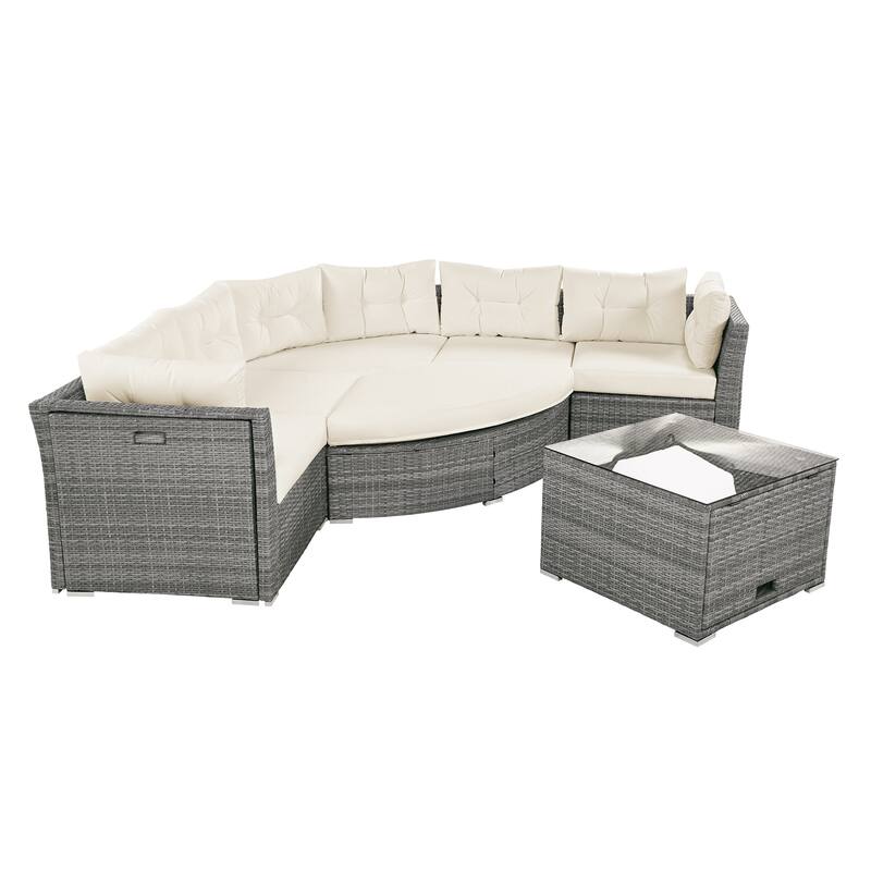 9-Piece Outdoor Patio Sectional Sofa Set with Coffee Table, Free Combination