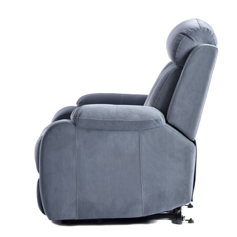 Blue Power Lift Recliner for Elderly with Remote & Side Pocket