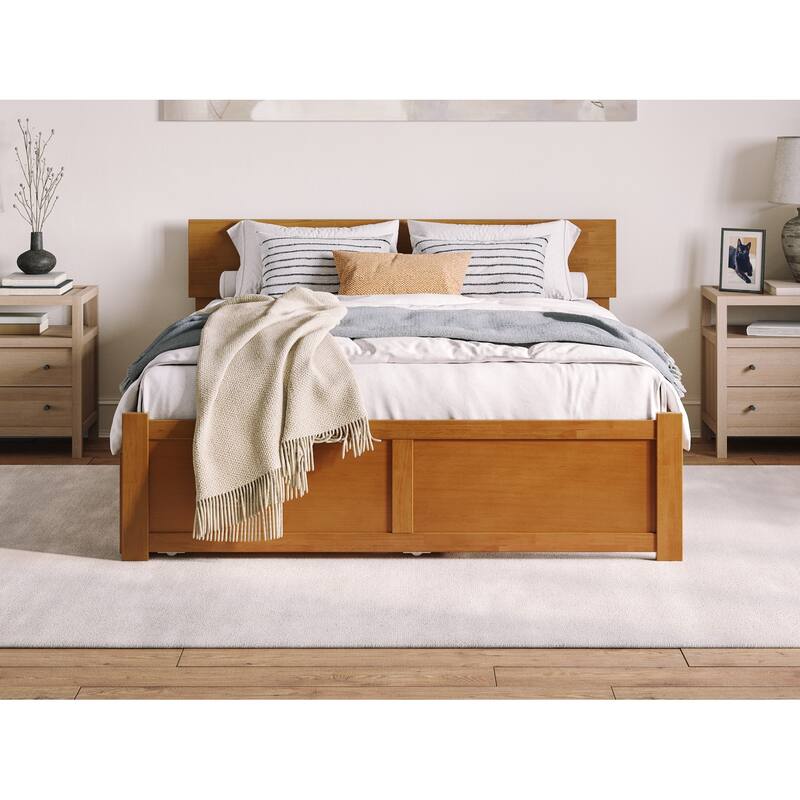 AFI Orlando Platform Bed with Footboard & Twin XL Trundle