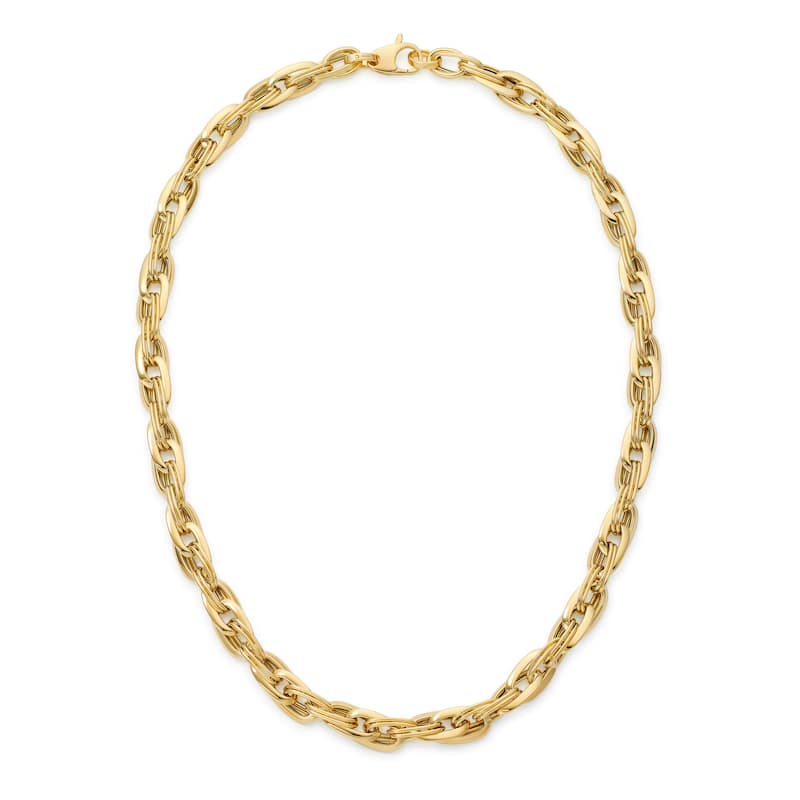 Clover 14K Yellow Gold Chunky Oval Link Chain Necklace 18"