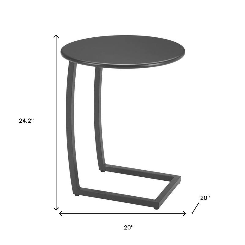 20" Black Aluminum Round Outdoor Side Table