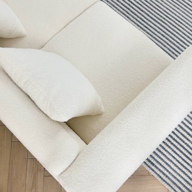 Roomfitters 81" 3 Seater Sectional Sofa, Modern Boucle Upholstered Couch with Gold Legs and 3 Pillows for Living Room