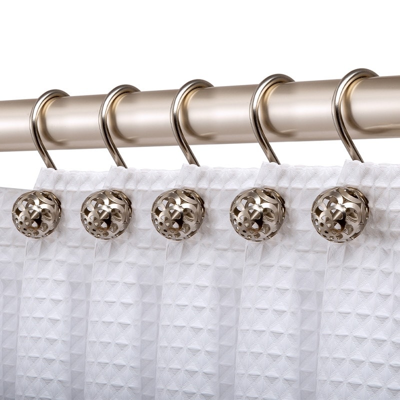 Utopia Alley Shower Rings, Hollow Ball Shower Curtain Hooks for