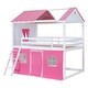 preview thumbnail 8 of 32, Playhouse Design Full Size Bunk Wood House Bed with Elegant Windows, Sills and Tent
