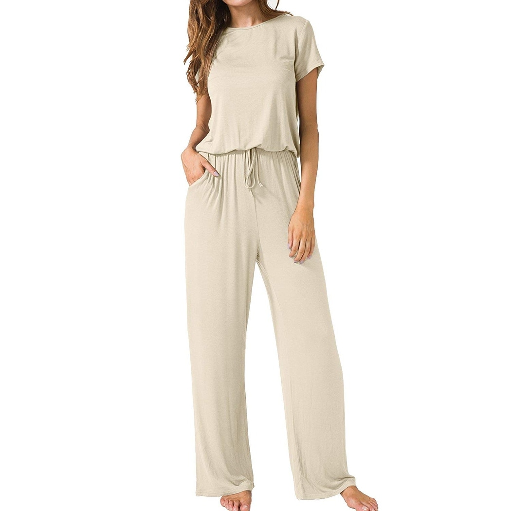 L Drawstring Wide Leg Jumpsuit