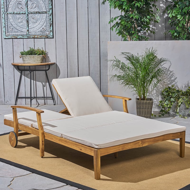 Perla Acacia Wood Double Chaise Lounge by Christopher Knight Home