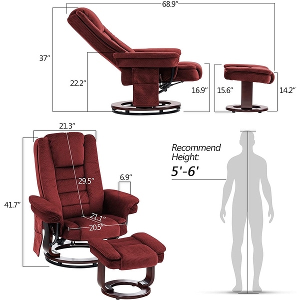 Fabric swivel recliner chair and footstool deals