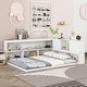 preview thumbnail 9 of 19, Full Floor Bed with L-shaped Bookcases, sliding doors, without slats for Small Space, Living Room, Apartment