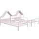 preview thumbnail 26 of 28, Metal Double Twin Size Platform Bed with House-shaped Headboard and Built-in Nightstand, White