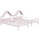 preview thumbnail 11 of 13, Pink Twin Size Metal Double Platform Bed with House-shaped Headboard and a Built-in Nightstand