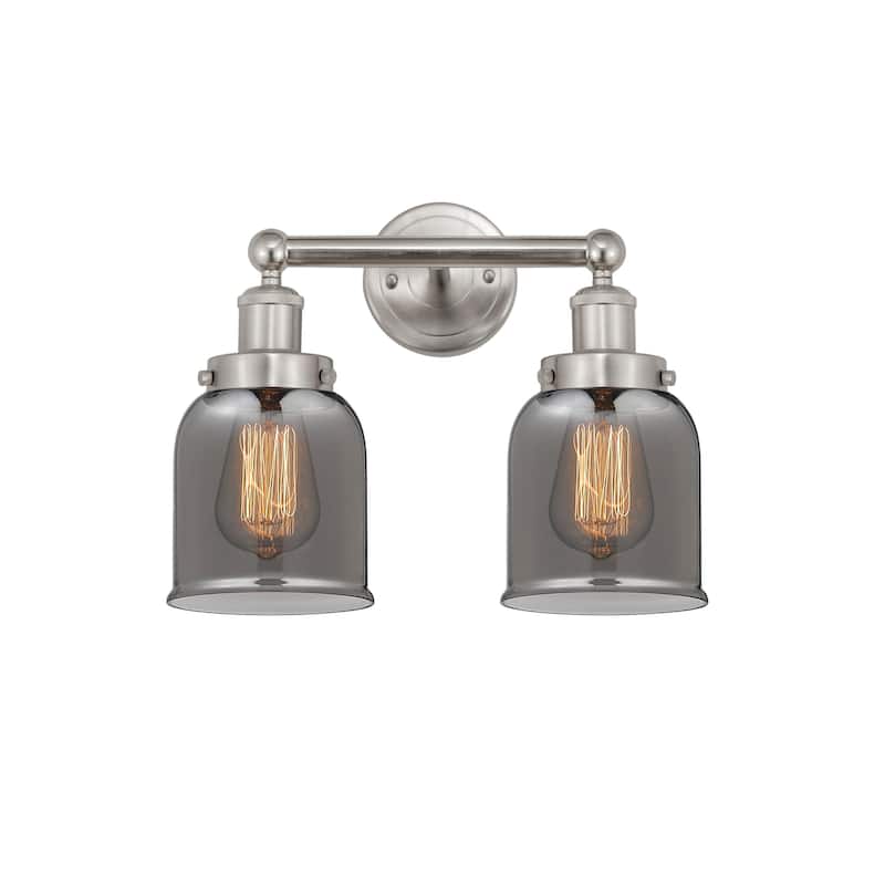 Innovations Lighting 616-2W-10-16 Bell Vanity Bell 2 Light 16" Wide - Brushed Satin Nickel / Plated Smoke