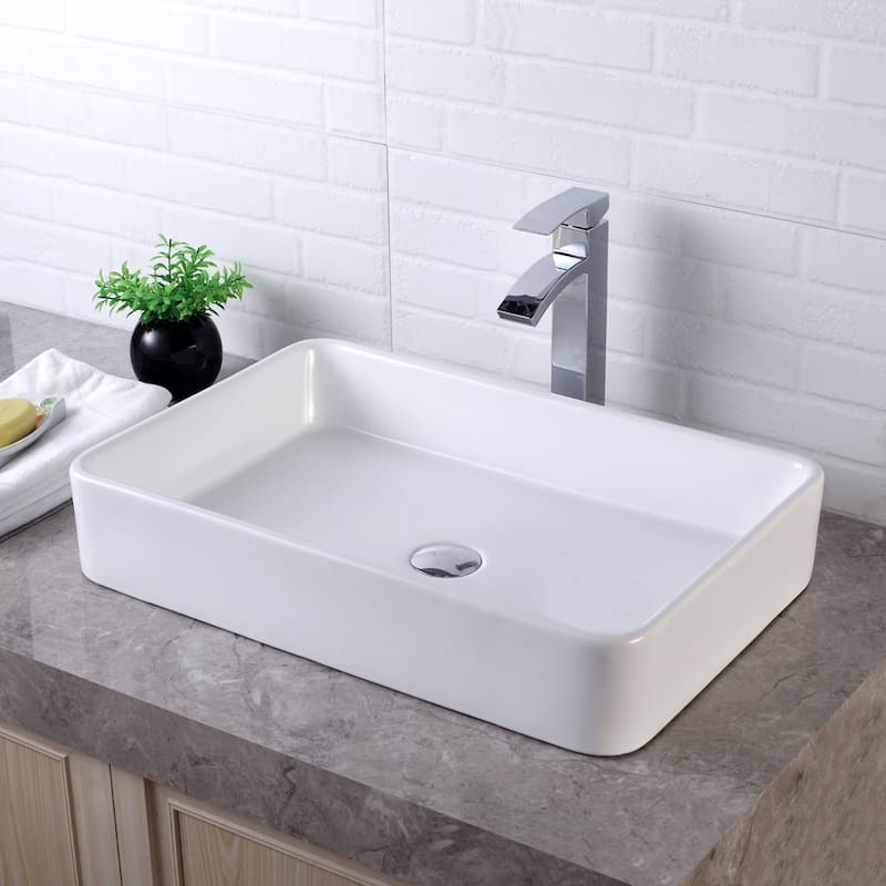 24" x 16" Rectangle Bathroom Vessel Sink Modern Above Counter