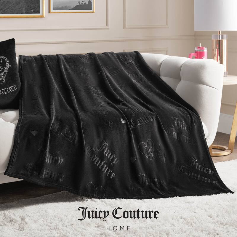 Juicy Couture Embossed Plush Throw Blanket