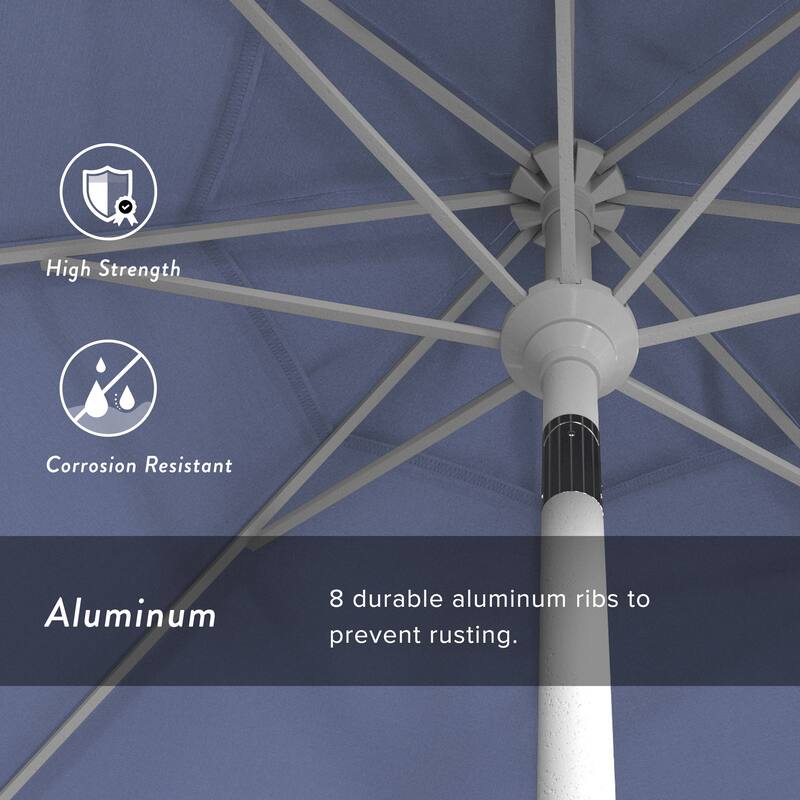 California Umbrella 7.5' Round Crank Lift Push Button Tilt White Aluminum Patio Umbrella Sunbrella