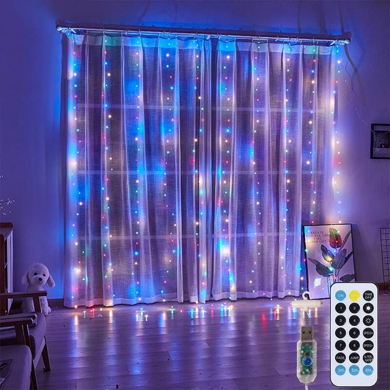 Window Curtain String Lights,300 LED 11 Lighting Modes - 9.8x9.8 FT