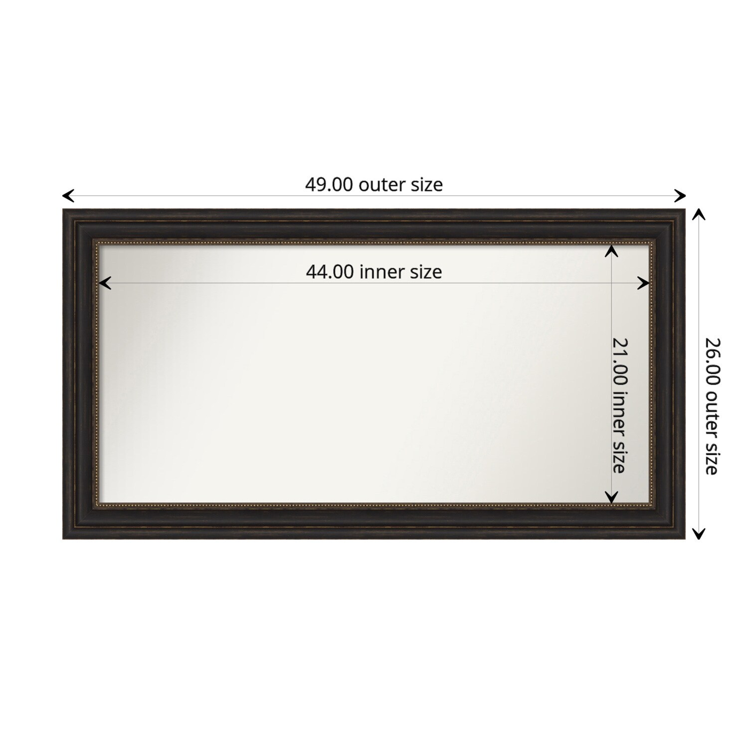 Accent Bronze Framed Non-Beveled Custom Wall Mirror, Bathroom Vanity Mirror