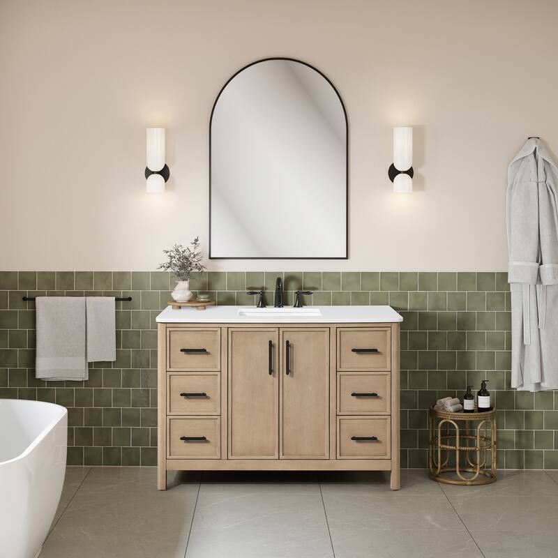 OVE Solas Bathroom Vanity with White Engineered Stone Top
