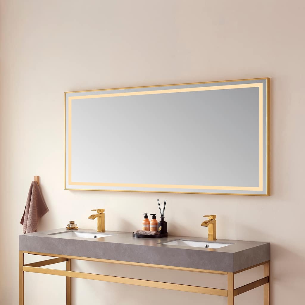 72" Rectangular LED Lighted Accent Bathroom/Vanity Wall Mirror - 72
