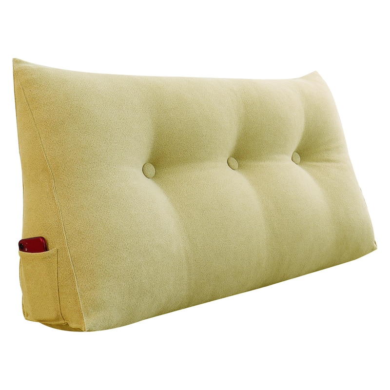 WOWMAX Large Bed Wedge Pillow Headboard Back Support Reading Cushion - Twin - Pale Yellow