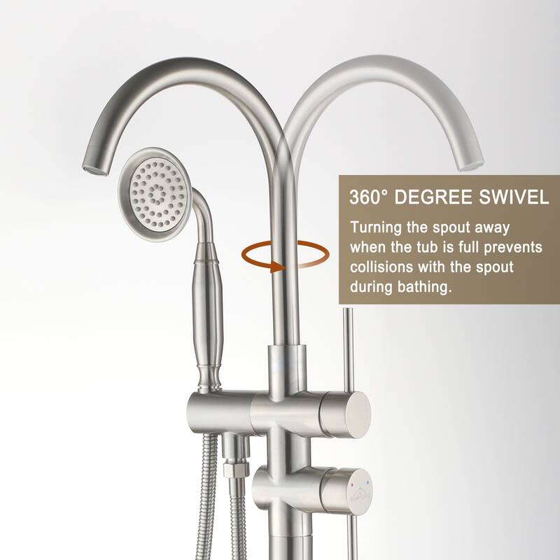 2-handle Freestanding Bathtub Faucet with Hand Held Shower