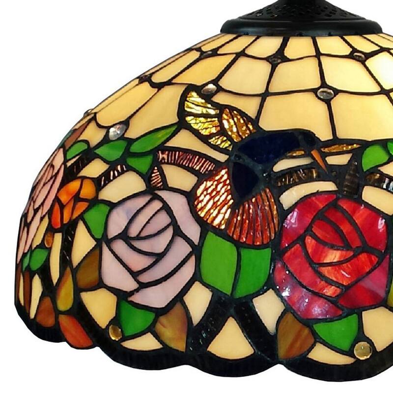 Tiffany Style Hanging Pendant Lamp 16" Wide Stained Glass Shade Game Room Ceiling Fixture Amora Lighting
