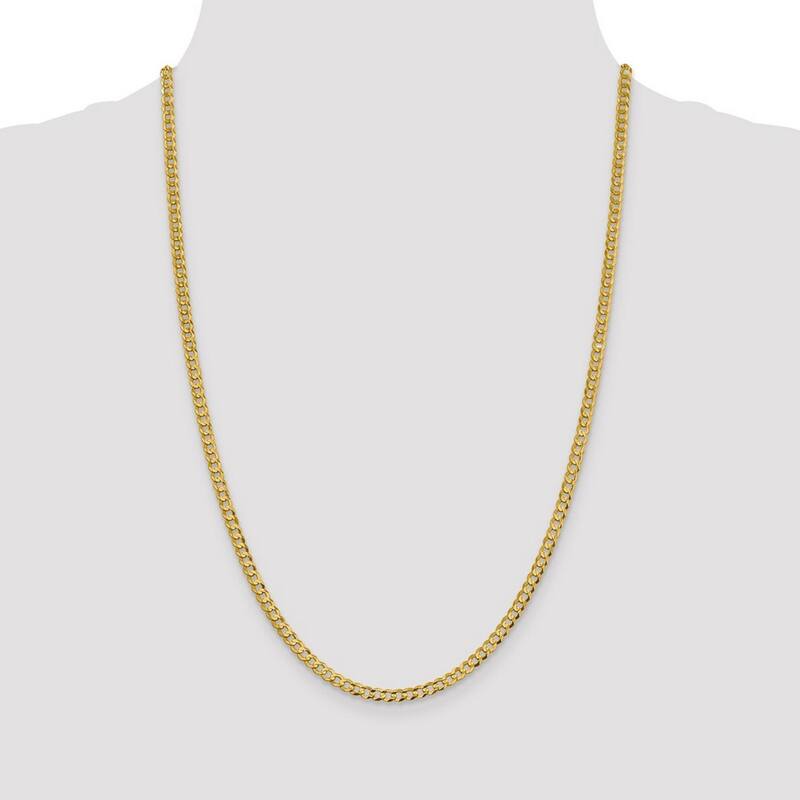 Curata 14k 3.7mm Solid Polished Light Flat Miami Curb Chain Bracelet