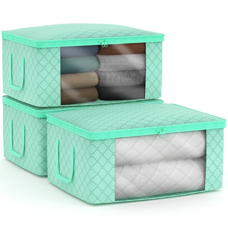 Sorbus Foldable Storage Bag Organizers, Large Clear Window & Carry Handles (3 Pack)